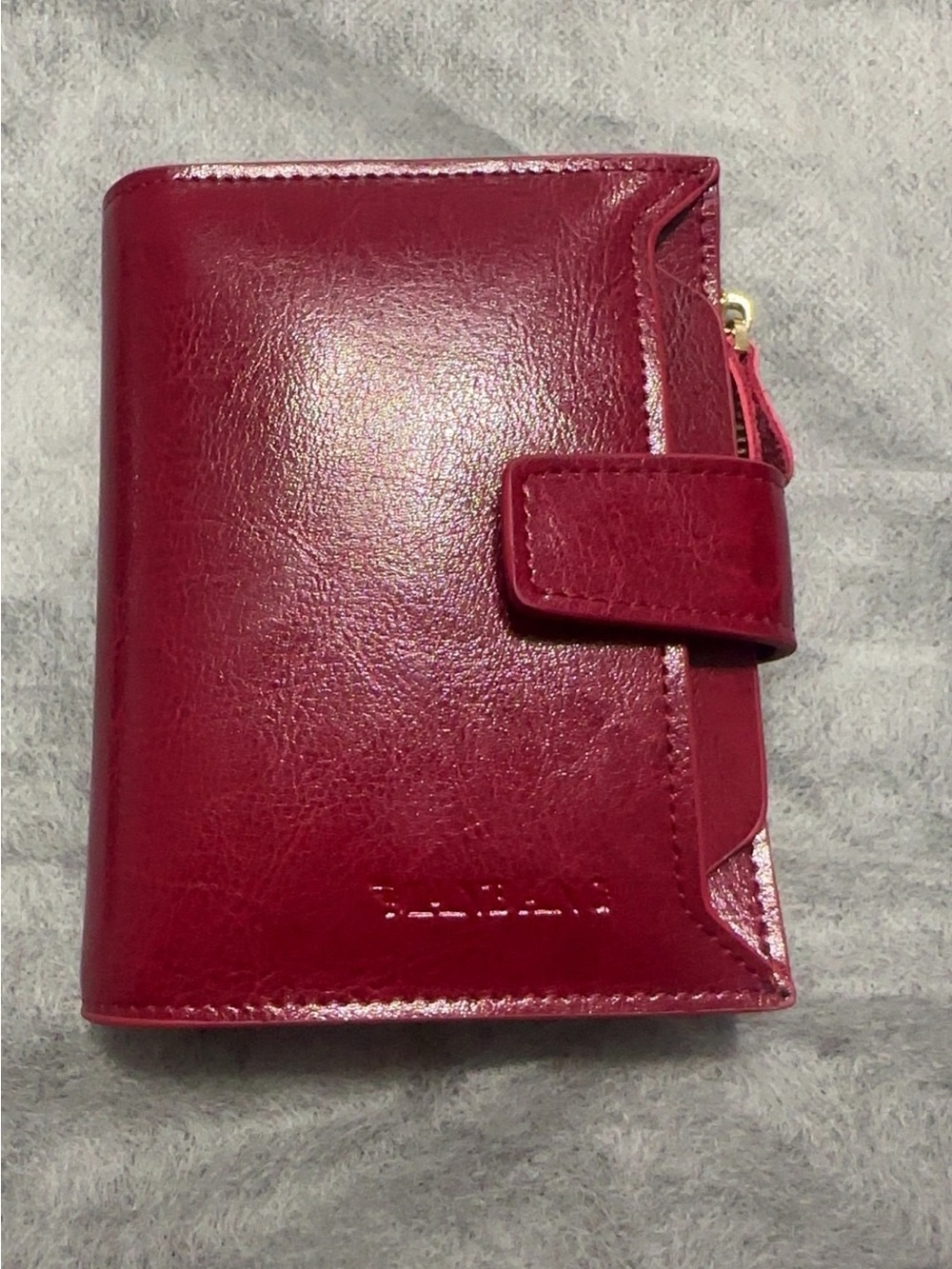 Compact Red Women's Wallet with Snap Closure